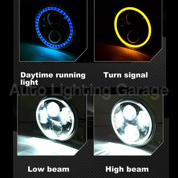 LED Halo Head Lights with Blue DRL for 60 / 70 / 73 / 75 / 78 / 79 Series Toyota Landcruiser-Auto Lighting Garage