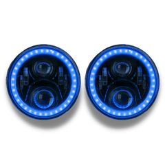 LED Halo Head Lights with Blue DRL for 60 / 70 / 73 / 75 / 78 / 79 Series Toyota Landcruiser-Auto Lighting Garage