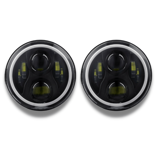LED Halo Head Lights with White DRL for Jeep Wrangler JK / TJ / LJ-Auto Lighting Garage