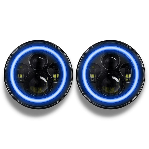 LED Head Lights with Blue DRL for Jeep Wrangler JK / TJ / CJ-Auto Lighting Garage