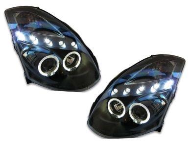 DRL Angel Eye HALO Projector Head Lights for Nissan Skyline Infiniti G35 / V35 350GT 2-Door Coupe - Black