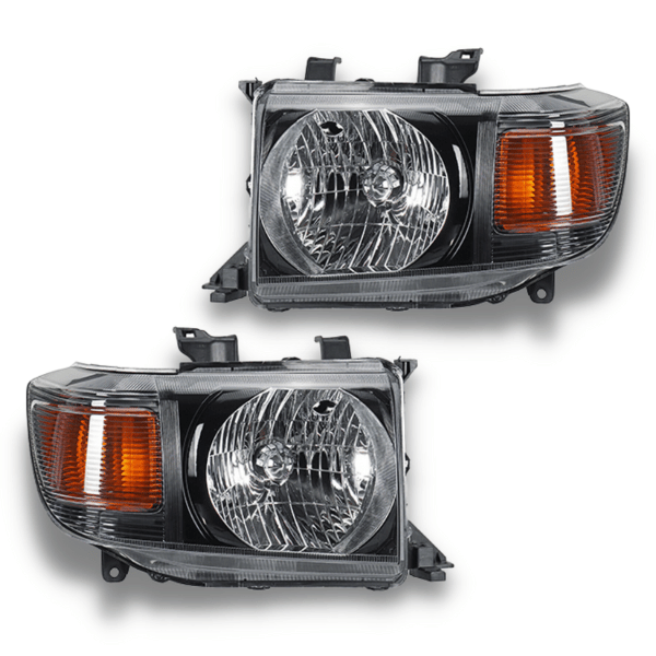 Head Lights for 70 / 76 / 78 / 79 Series Toyota Landcruiser 01/2007-Onwards – Black – Auto Lighting Garage