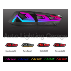 LED RGB Tail Lights with Sequential Indicators & Smoked Black Lens for CJ Mitsubishi Lancer 2007-2018-Auto Lighting Garage