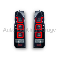 LED Tail Lights with Sequential Indicators, Red DRL & Smoked Black Lens for Toyota Hiace 2004-2020-Auto Lighting Garage