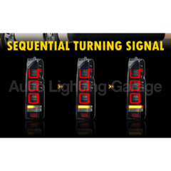 LED Tail Lights with Sequential Indicators, Red DRL & Smoked Black Lens for Toyota Hiace 2004-2020-Auto Lighting Garage