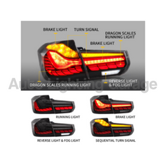 LED Tail Lights with Sequential Indicators & Smoked Black Lens for BMW M3 F30 / F35 / F80 2012-2018-Auto Lighting Garage