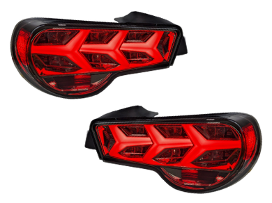 LED Tail Lights with Sequential Indicators for Toyota 86 / Subaru BRZ - Arrow Style - Smoked Black Lens (2012 - 2021 Models)