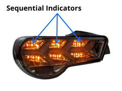 LED Tail Lights with Sequential Indicators for Toyota 86 / Subaru BRZ - Arrow Style - Smoked Black Lens (2012 - 2021 Models)