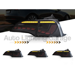 3D LED Tail Lights with Sequential Indicators & Smoked Black Lens for Tesla Model 3 2017-2022 - Auto Lighting Garage