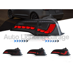 3D LED Tail Lights with Sequential Indicators & Smoked Black Lens for Tesla Model 3 2017-2022 - Auto Lighting Garage