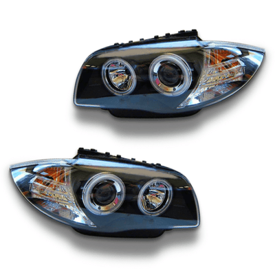 Angel Eye CCFL Projector Head Lights for BMW E81 / E82 / E87 / E88 1 Series 2004-2011 - Black-Auto Lighting Garage