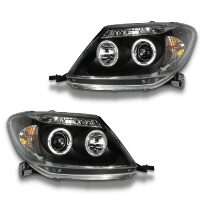 Angel Eye CCFL Projector Head Lights for Toyota Hilux SR5 2005-2010 - Black-Auto Lighting Garage