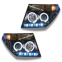 Angel Eye Projector Head Lights for D40 Nissan Navara & R51 Pathfinder 2004-2011 - Black-Auto Lighting Garage