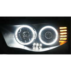 Angel Eye Projector Head Lights for ML / MN Mitsubishi Triton 2006-2015 - Black-Auto Lighting Garage