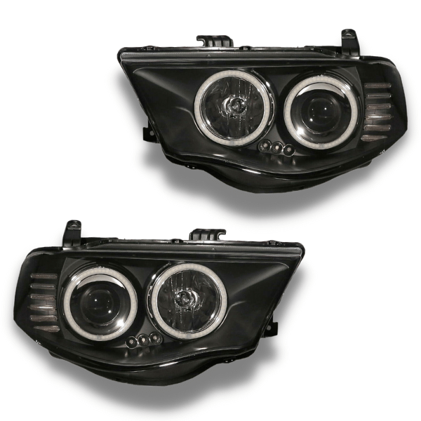 Angel Eye Projector Head Lights for ML / MN Mitsubishi Triton 2006-2015 - Black-Auto Lighting Garage