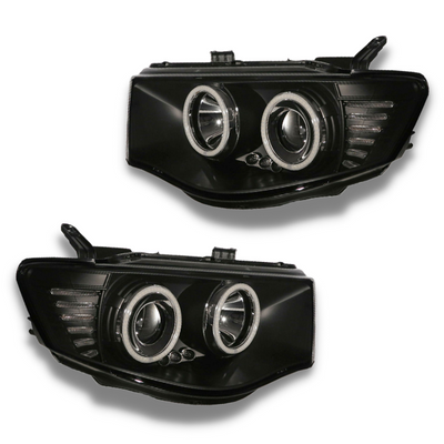 Angel Eye HALO Projector Head Lights for ML  MN Mitsubishi Triton 2006-2015 - Black – Auto Lighting Garage