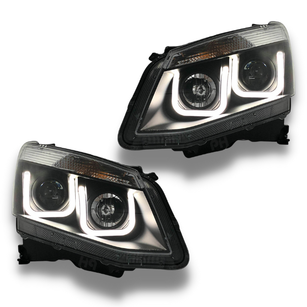DRL LED HALO Projector Head Lights for Isuzu D-MAX 2012-2016 – Black – Auto Lighting Garage