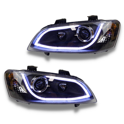 DRL LED Projector Head Lights for VE Holden Commodore Series 1 2006-2010 - Black - Auto Lighting Garage