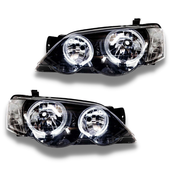 LED Angel Eye Head Lights for BA / BF XR Ford Falcon - Black Altezza Style-Auto Lighting Garage