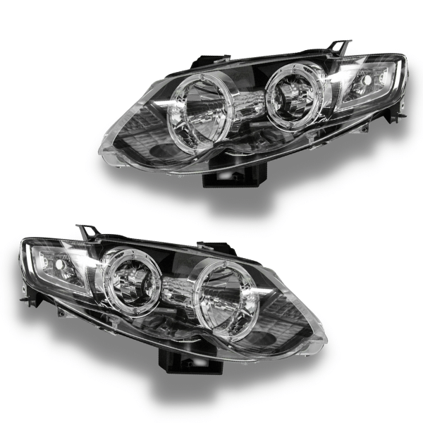 LED Angel Eye Head Lights for FG XR Ford Falcon - Black Altezza Style-Auto Lighting Garage