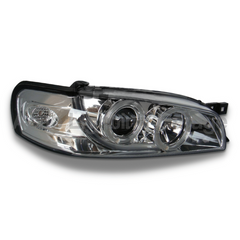 LED DRL Angel Eye CCFL Projector Head Lights for Subaru Impreza / WRX / STI / GC8 1992-2000 - Chrome-Auto Lighting Garage