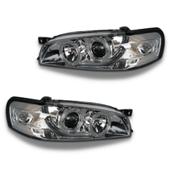 LED DRL Angel Eye CCFL Projector Head Lights for Subaru Impreza / WRX / STI / GC8 1992-2000 - Chrome-Auto Lighting Garage