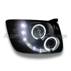 LED DRL Angel Eye CCFL Projector Head Lights for Toyota Hiace 2011-2014 - Black-Auto Lighting Garage