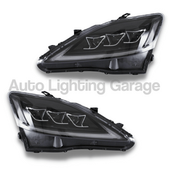 LED DRL Head Lights with Sequential Indicators & Clear Reflector for Lexus IS250 / IS350 / IS-F 2006-2012-Auto Lighting Garage