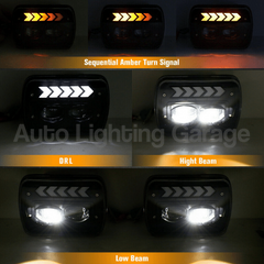 LED DRL Head Lights with Sequential Indicators for Jeep Cherokee XJ 1984-2001-Auto Lighting Garage