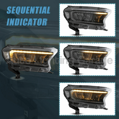 LED DRL Head Lights with Sequential Indicators for PX2 / PX3 Ford Ranger & Everest 2016-2021-Auto Lighting Garage