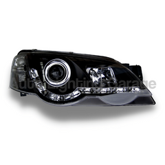 LED DRL Projector Head Lights for BA / BF Ford Falcon XR6 / XR8 2002-2008 - Black-Auto Lighting Garage