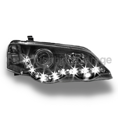 LED DRL Projector Head Lights for BA / BF Ford Falcon XR6 / XR8 2002-2008 - Black-Auto Lighting Garage