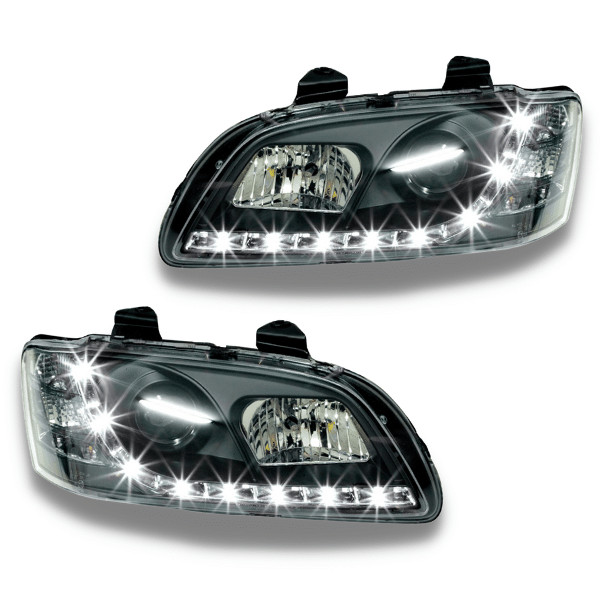 LED DRL Projector Head Lights for VE Holden Commodore Series 1 2006-2010 - Black-Auto Lighting Garage