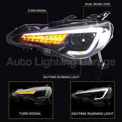 LED DRL Projector Head Lights with Sequential Indicators for Toyota 86 / Subaru BRZ 2012-2020-Auto Lighting Garage