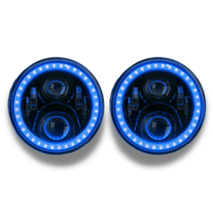 LED Halo Head Lights with Blue DRL for 60 / 70 / 73 / 75 / 78 / 79 Series Toyota Landcruiser-Auto Lighting Garage