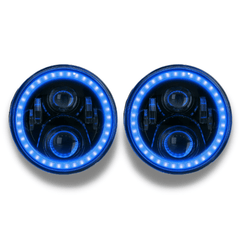 LED Halo Head Lights with Blue DRL for Land Rover Defender 90 / 110-Auto Lighting Garage
