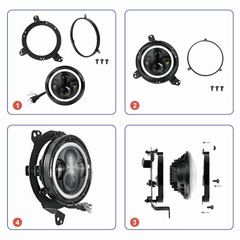 LED Head Lights with Blue DRL & Brackets for Jeep Wrangler JL 2018-2021-Auto Lighting Garage