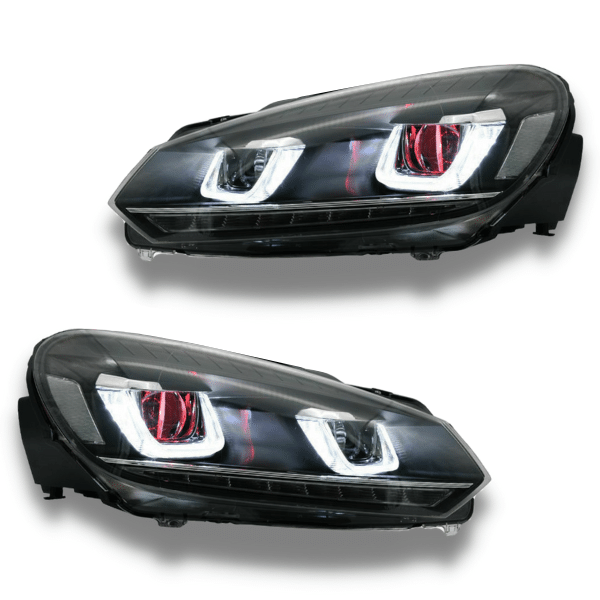 LED Head Lights with Sequential Indicators & 'Red Eyes' for Volkswagen Golf 6 2008-2013-Auto Lighting Garage