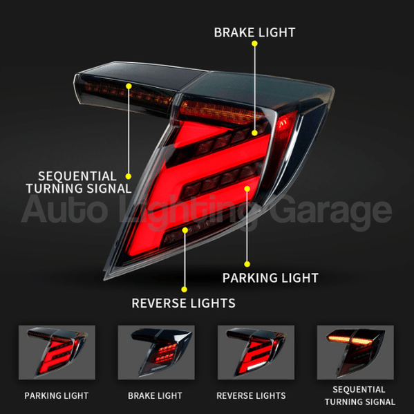 LED Tail Lights with Sequential Indicators & Smoked Black Lens for Honda Civic FK7/FK8 Type R 2016-2021-Auto Lighting Garage