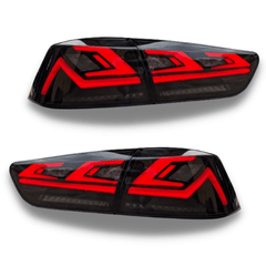 LED Tail Lights with Sequential Indicators & Smoked Black Lens for Mitsubishi Lancer CJ / EVO X / VRX Sedan 2007-2018-Auto Lighting Garage