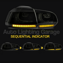 LED Tail Lights with Sequential Indicators & Smoked Black Lens for Volkswagen Golf 6 MK6 GTI Hatch 2008-2013-Auto Lighting Garage