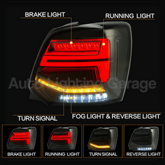 LED Tail Lights with Sequential Indicators & Smoked Black Lens for Volkswagen Polo MK5 Hatch 2011-2017-Auto Lighting Garage