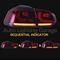 LED Tail Lights with Sequential Indicators & Smoked Red Lens for Volkswagen Golf 6 MK6 GTI Hatch 2008-2013-Auto Lighting Garage