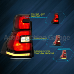 LED Tail Lights with Sequential Indicators for 150 Series Toyota Prado 2010-2016-Auto Lighting Garage