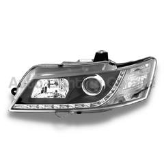 LED DRL Projector Head Lights for VY Holden Commodore 2002-2004 - Black - Auto Lighting Garage