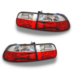 Tail Lights with Clear/Red Lens for Honda Civic EG Hatch 1992-1995-Auto Lighting Garage